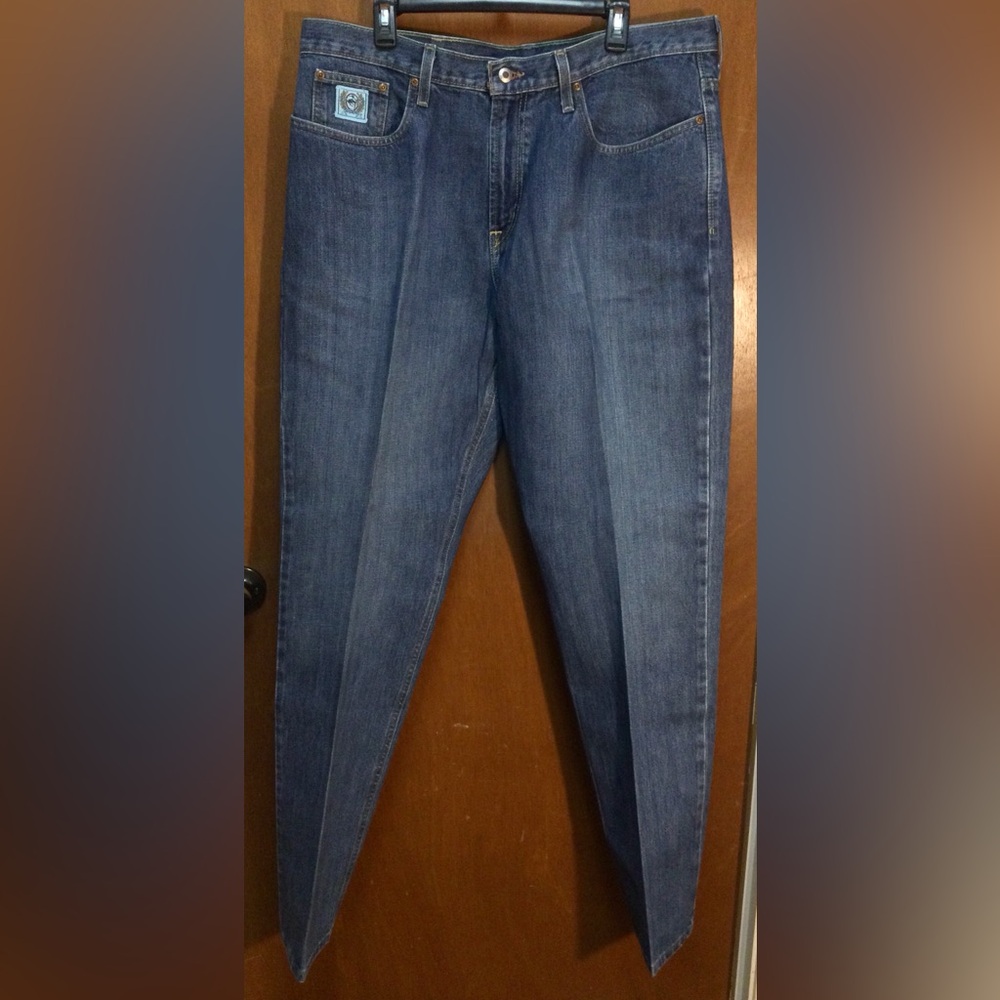 CINCH White Label 40x34 Relaxed Fit Straight Leg Dark Stone Wash Starched Jeans